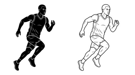Fototapeta premium Running Basketball Player Silhouette On White Background