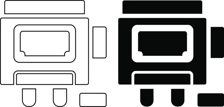 Electronic device port vector illustration solid and line style with electronic connector hardware technology connection interface computer peripheral