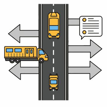 Traffic Lane Directional Flow with School Buses.