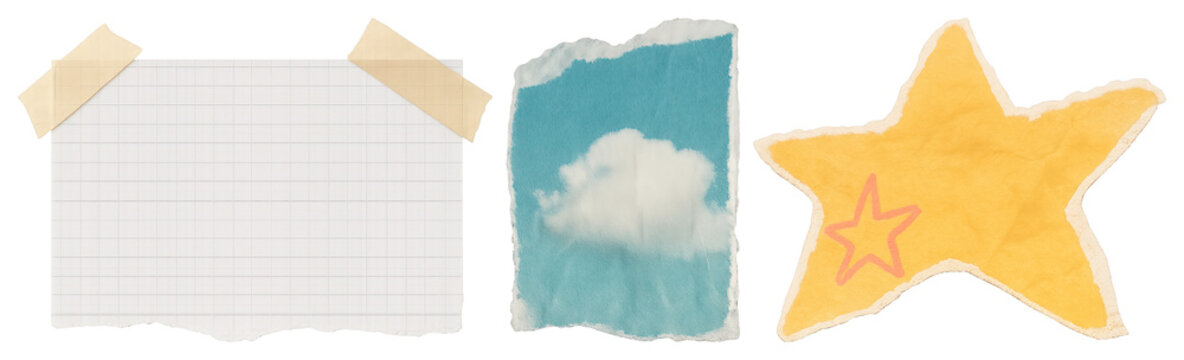 PNG Creative collage with paper textures on transparent background
