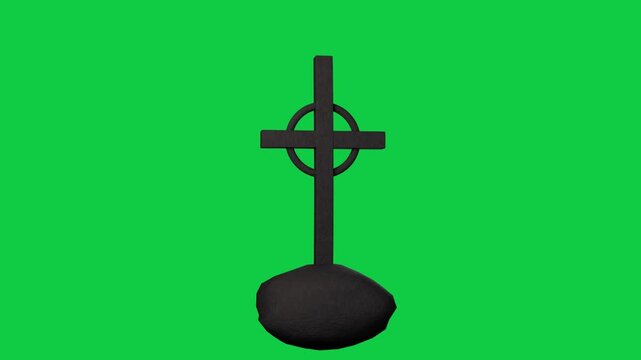 Light fluctuating Celtic cross holding center shifting shadows showing texture on alpha bg for demo