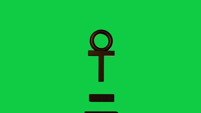 Rising rim light sweeping ankh symbol, revealing arm stem bars on transparent bg for logo reveal