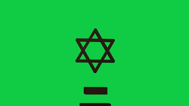 Hexagram sliding down while bars rising on load on transparent background, revealing centered logo