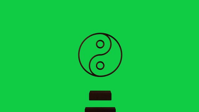 Warm rim light rising yinyang icon glowing lifting over three bars revealing logo on transparent bg
