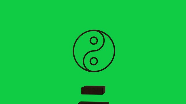 YinYang brightening two brown bevel bars rising on subtle glow forming logo on transparent backdrop