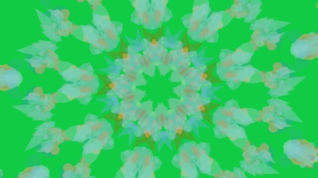 On play mandala rotating, scaling, morphing petals in and out revealing symmetry on transparent bg