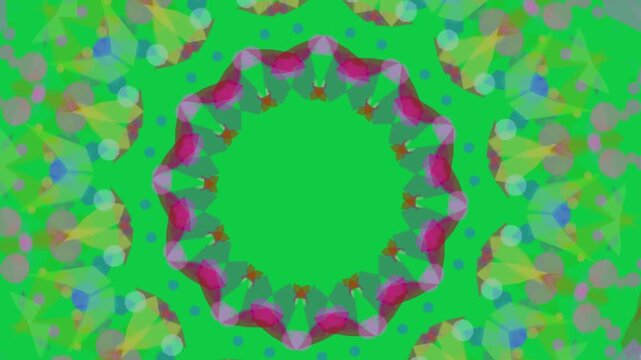 On play mandala rotating and morphing, petals and spokes shifting for design use on transparent BG