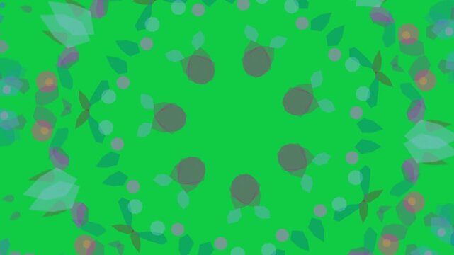 On load shapes rotating, pulsing, shifting around dark center to show mandala on transparent canvas