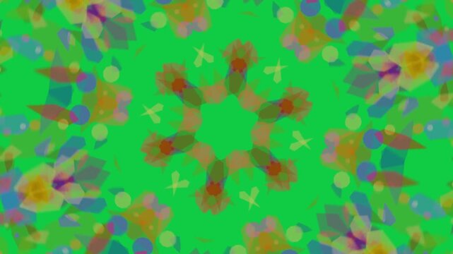 Mandala closing center, petals growing, rotating, showing evolving symmetry on transparent canvas