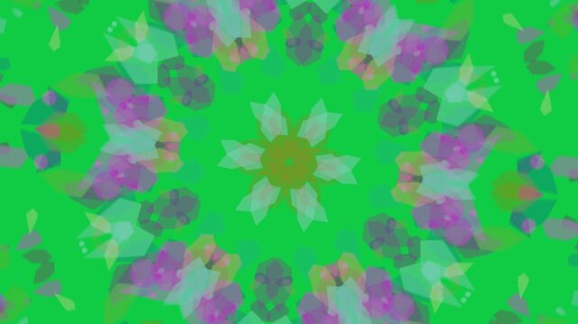 Mandala triggered by gold star pulse, expanding rotating petals on transparent bg to show depth