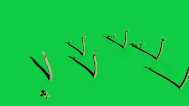 Tiny slivers initiating sprouts emerging stems growing leaves opening into arc on transparent field