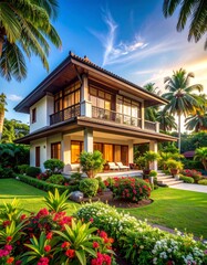 Fototapeta premium Traditionelles tropisches Wohnhaus in Bangkok