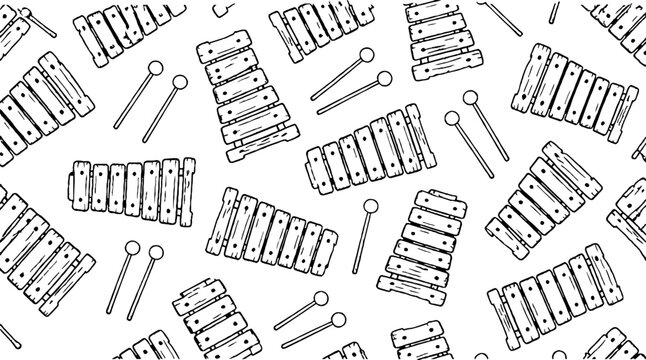 Assorted xylophone and marimba instruments scattered pattern.