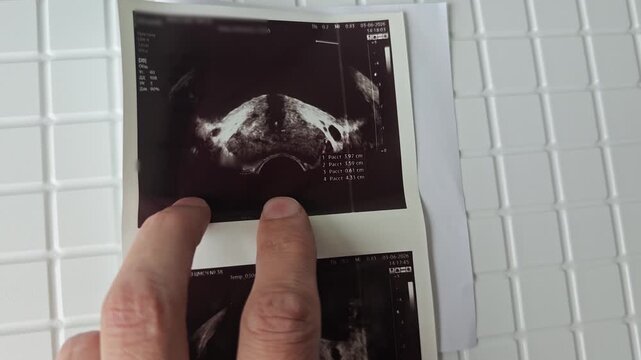 Doctor examines ultrasound scan of prostate during patient check-up
