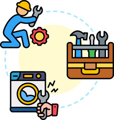 Naklejka premium Maintenance Workflow Improves Operational Performance DailyInfographic Flow