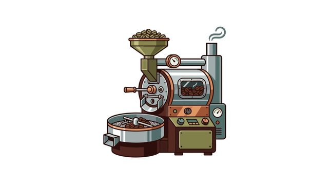 Coffee Roaster Machine with Beans - Industrial Coffee Processing Equipment