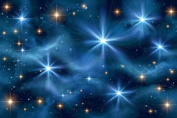 Fototapeta premium Bright stars shine in a dark blue cosmos view