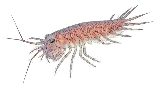 Amphipod Crustacean Marine Life Illustration on White Background