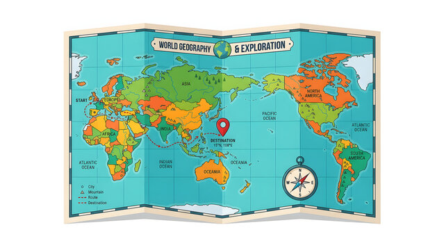 World geography exploration map
