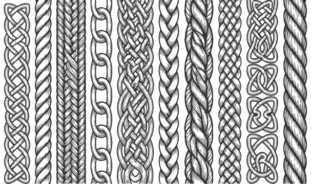 Celtic Braid Seamless Border Patterns Set for Antique Frames