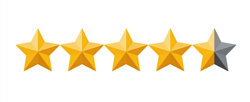 Five stars rating system with one star partially filled.