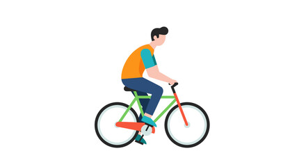 Fototapeta premium Person riding bike wearing casual clothes and helmet.