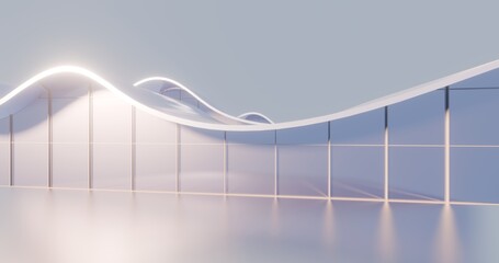 Futuristic architecture background exterior of curved building 3d render © Annuitti