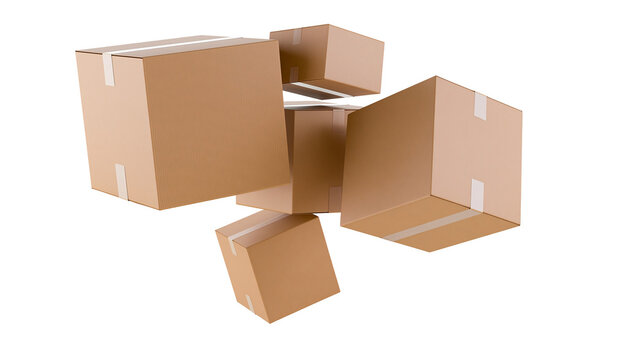 Cardboard Boxes Stacked and Falling