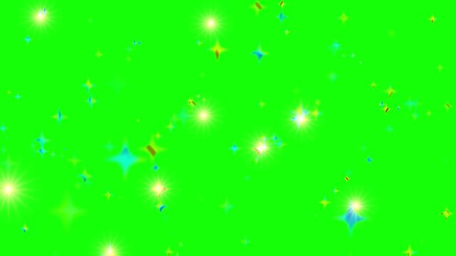 Glowing sparkles on green background for overlay