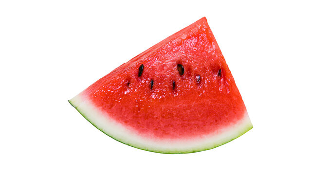 Juicy red watermelon slice with seeds and rind