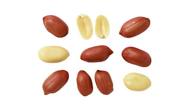Raw peanuts with and without skins