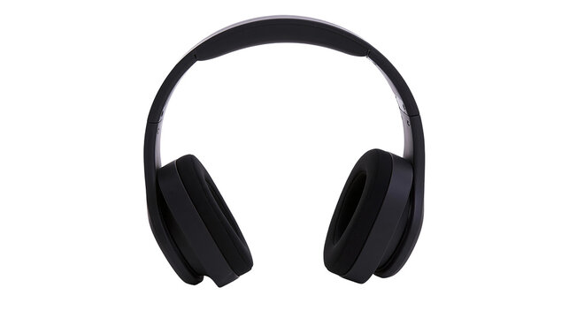 Black over-ear headphones with padded earcups and adjustable headband