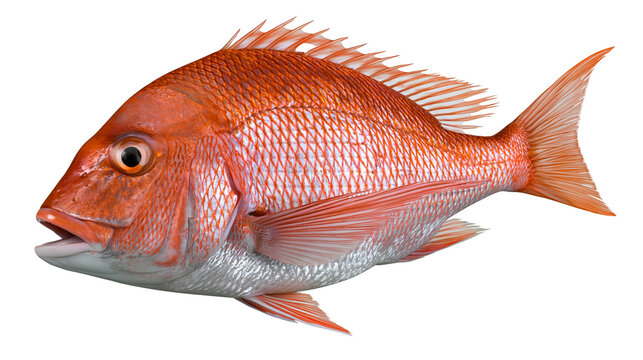 Red Snapper Fish with Orange Scales and Silver Belly