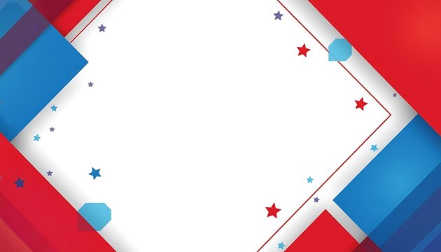 Usa independence day abstract red and blue geometric frame background with stars background independence geometric patriotic template celebration american abstract minimalist