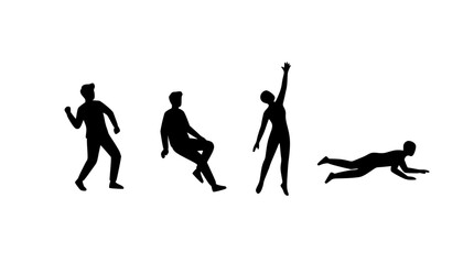 Obraz premium People Performing Various Poses in Silhouette Illustration Featuring Human, Figures, Exercise with Yoga and Stretching Elements