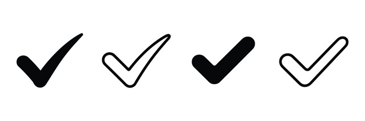 Check Mark Icon Set Featuring Tick Mark Approval and Verification Symbols Vector Illustration © ARIF AHMED 02