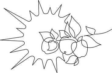 Agricultural logo design with sun and apple branch. Harvest concept. © Valenty