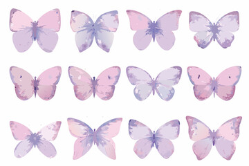 Pastel watercolor butterfly collection on a white background delicate insect illustrations © John Lee