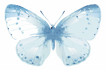 Watercolor Blue Butterfly Illustration With Delicate Wing Patterns And Antennae © John Lee