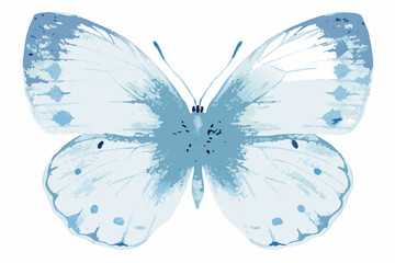 Blue Watercolor Butterfly Illustration With Delicate Wing Patterns And Soft Tones © John Lee