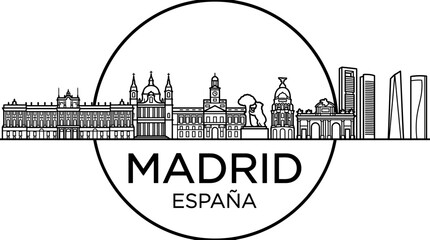 Obraz premium Madrid Skyline Silhouette, Spain - Vector Illustration