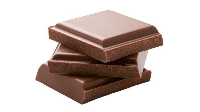 Stack of three milk chocolate bar pieces