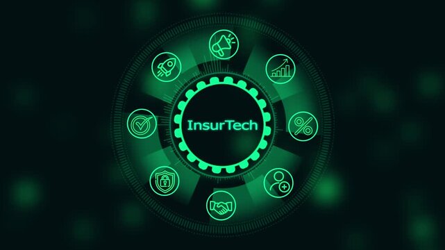 Insur tech digital interface with animated for insurance technology and financial innovation insurtech