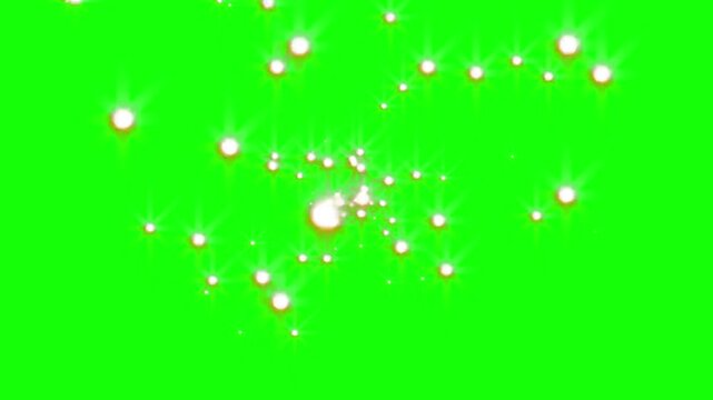 Glowing particles floating on green background