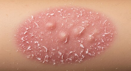 Fototapeta premium Close-up of a Psoriasis Skin Condition with Redness and Flaking.