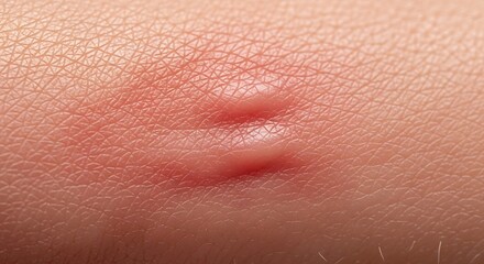Fototapeta premium Close-up of a red, inflamed skin reaction, possibly an insect bite or allergic reaction.