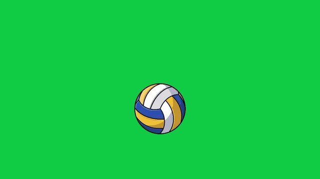 Cute Cartoon Volleyball Icon Isolated on Green Screen Background, Perfect for Sports Animation, Chroma Key Videos, Motion Graphics, Educational Content, Mobile Apps, and Social Media Projects