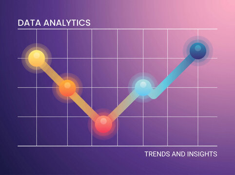 The line graph displays business data trends and insights with analytics