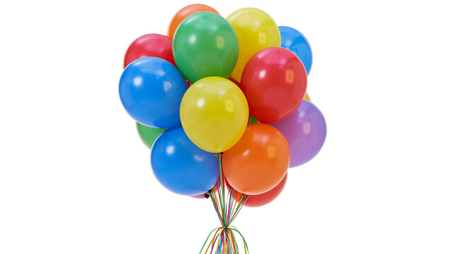 Bunch of colorful balloons tied with strings