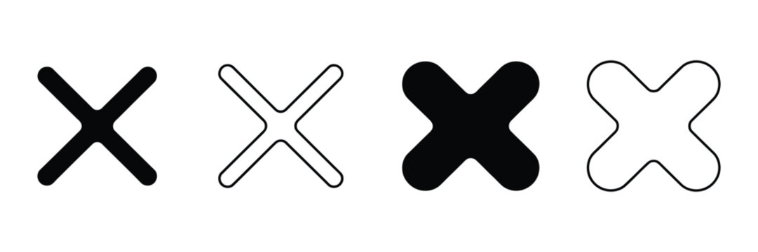 Close Icon Set Featuring Delete Cross Cancel and Remove Symbols Vector Illustration